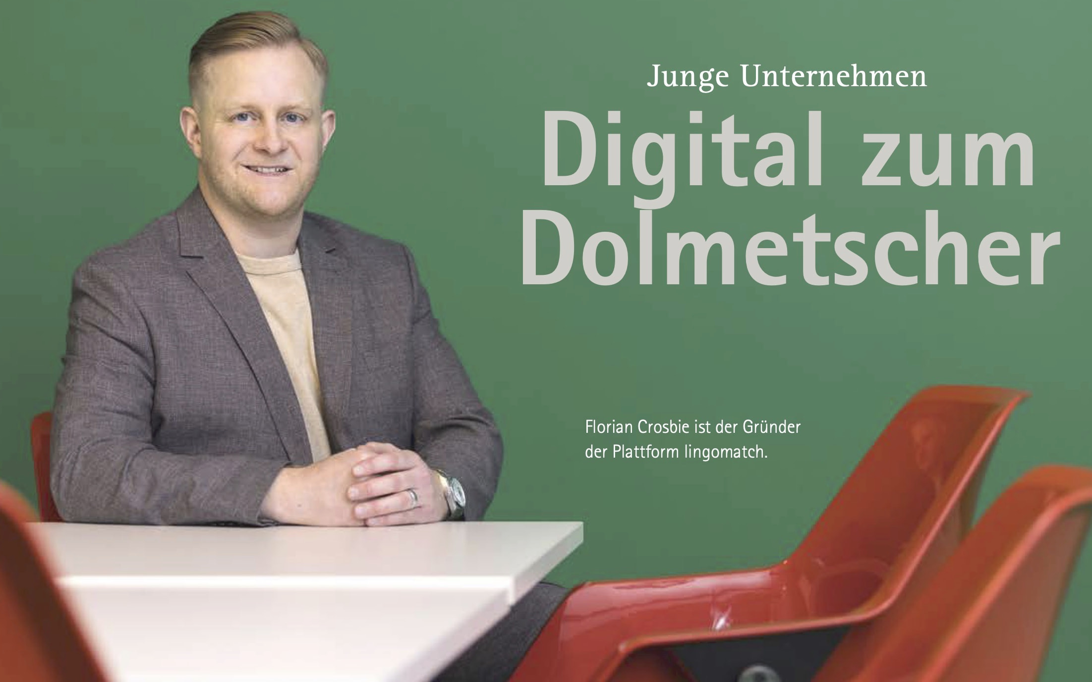 Florian Crosbie, founder of lingomatch, in the saarwirtschaft article, issue 08-09|2026