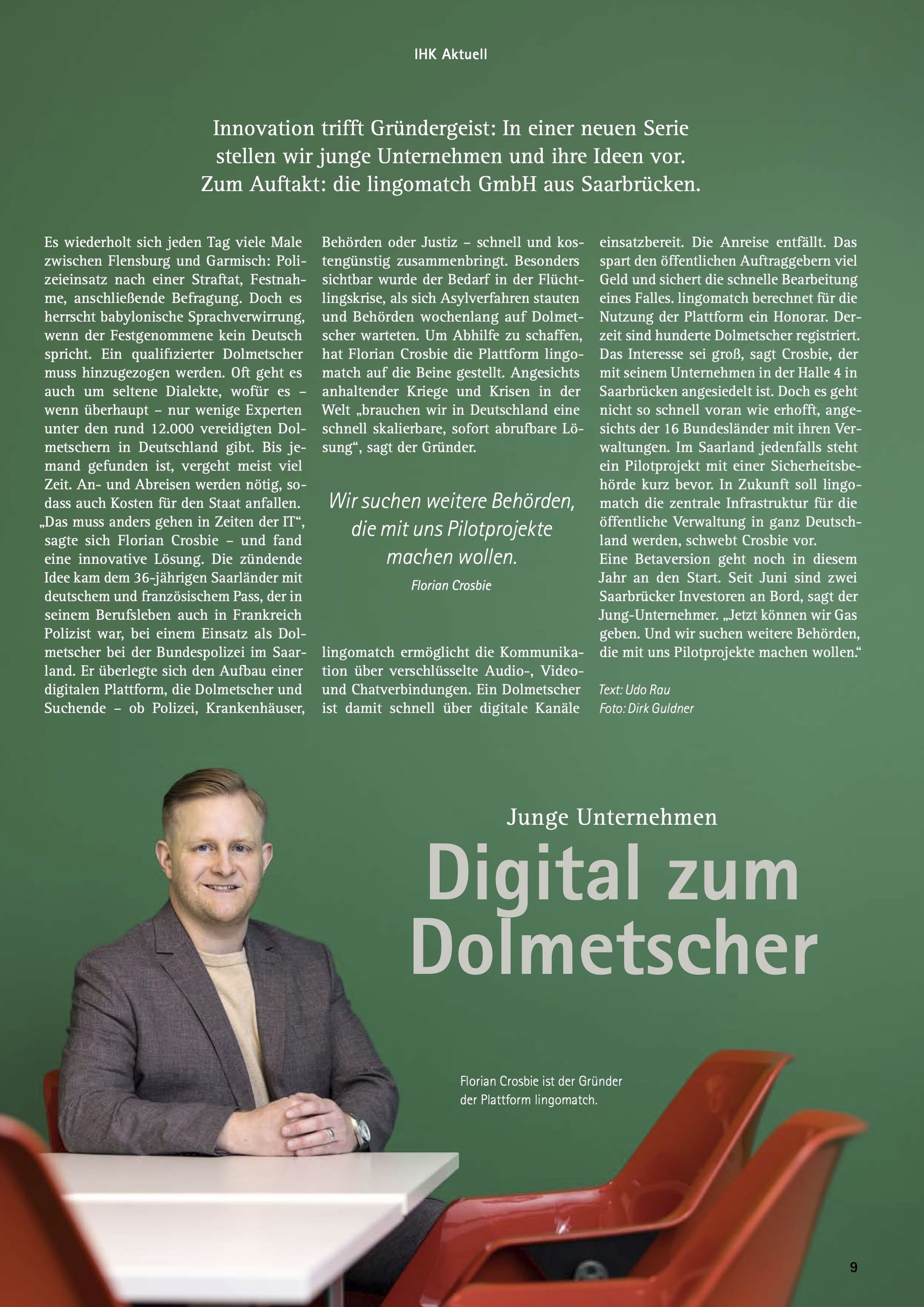 The report “Digital zum Dolmetscher” on page 9 of saarwirtschaft